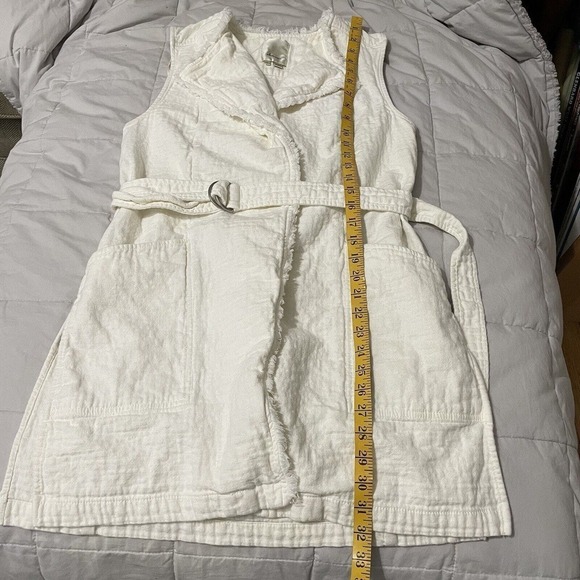 Anthropologie Elevenses Luna Vest Medium Cream Frayed Belted Sleeveless Gauze … - Picture 7 of 11